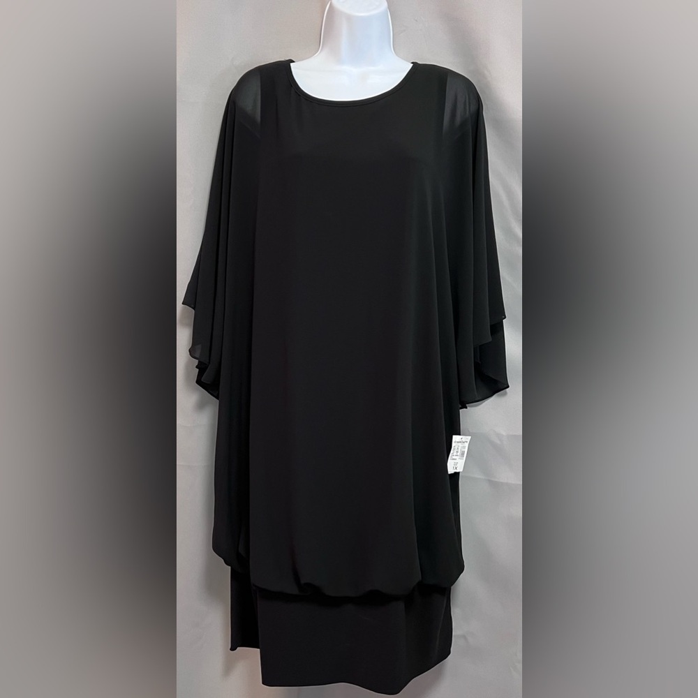 Dressbarn Women’s Black Dress Sz 1X Plus butterfly sleeve